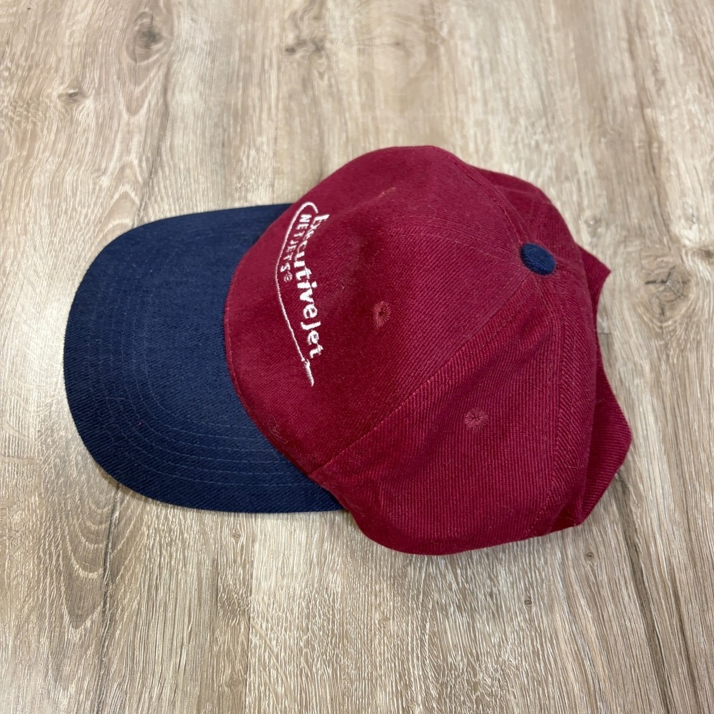 VTG NetJets Executive Jet Baseball Hat Port Authority 100%‎ Cotton Maroon - Picture 5 of 6